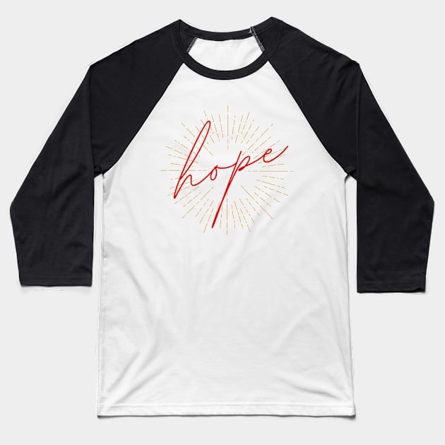 SheHopes Red Diagonal HOPE with sunburst Baseball T-Shirt by SheHopes